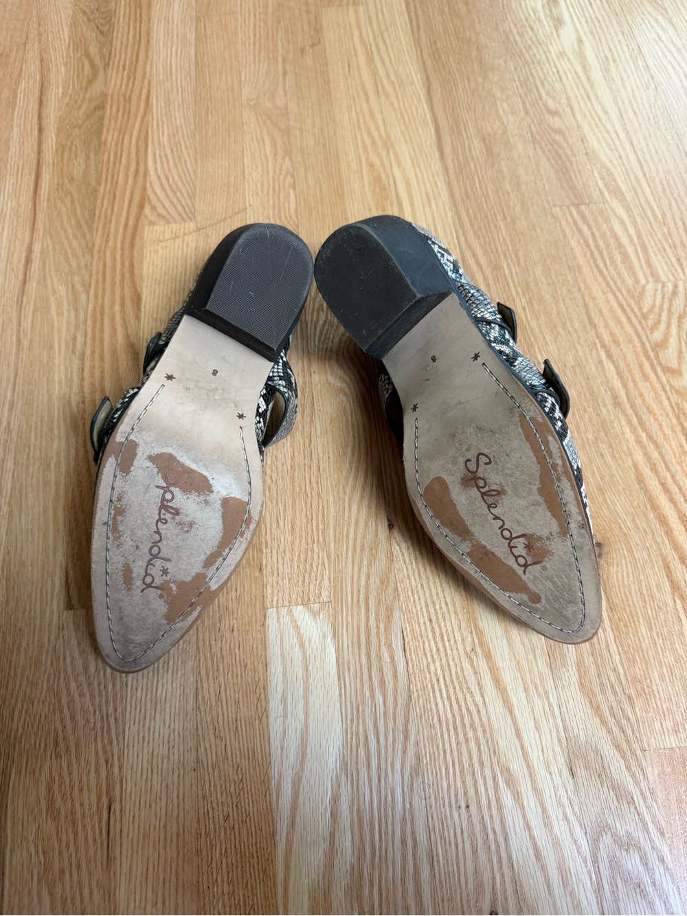 Anthropologie Snakeskin Double-Buckle Pointed Ankle Booties in Black and Tan - Picture 8 of 8